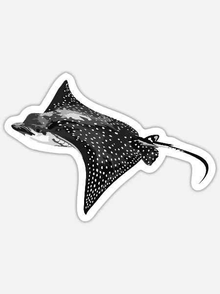 Gepunktete Rochen-Silhouette - Sticker Größe S (10 x 10 cm) - Mattweiß