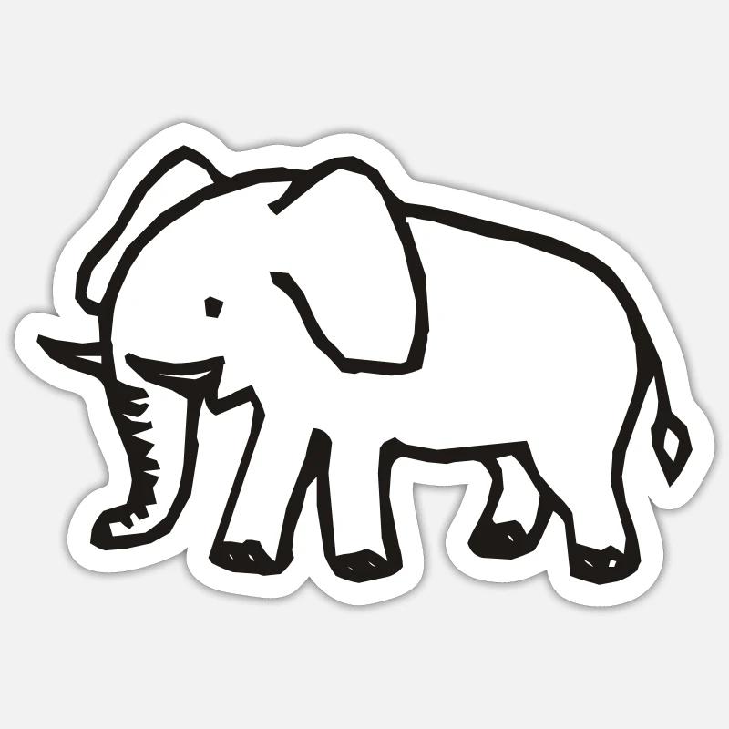Elefant - Sticker Größe S (10 x 10 cm) - Mattweiß