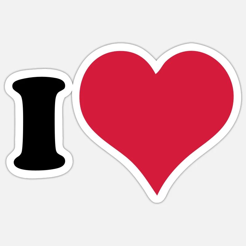 Ich Liebe - Ich Herz - Sticker Größe S (10 x 10 cm) - Mattweiß