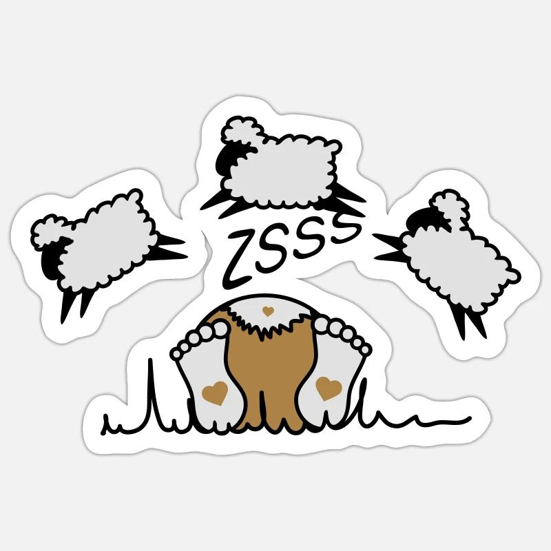 La compter les moutons - Sticker taille S (10 x 10 cm) - blanc mat