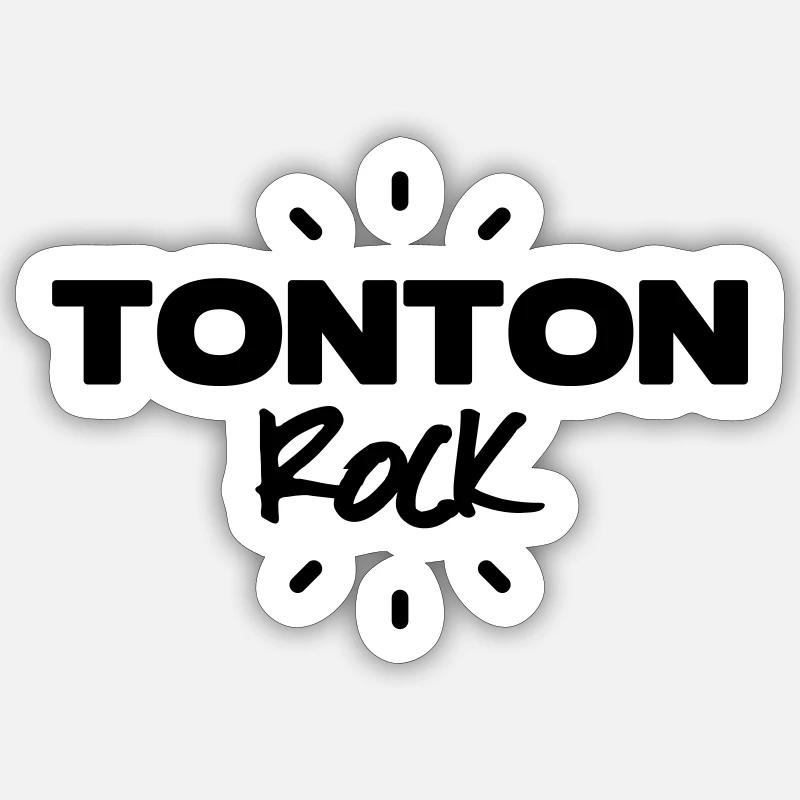 tonton rock - Sticker taille S (10 x 10 cm) - blanc mat