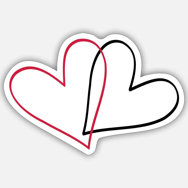 Herzen Herz Geschenkidee Partnerlook - Sticker Größe S (10 x 10 cm) - Mattweiß