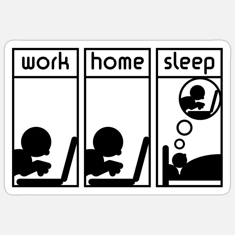 PC Freak (Work - Home - Sleep) - Sticker taille S (10 x 10 cm) - blanc mat