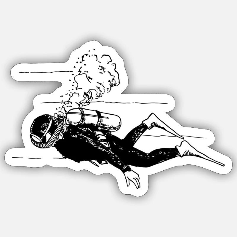 Diver - Sticker size S (10 x 10 cm) - white matte
