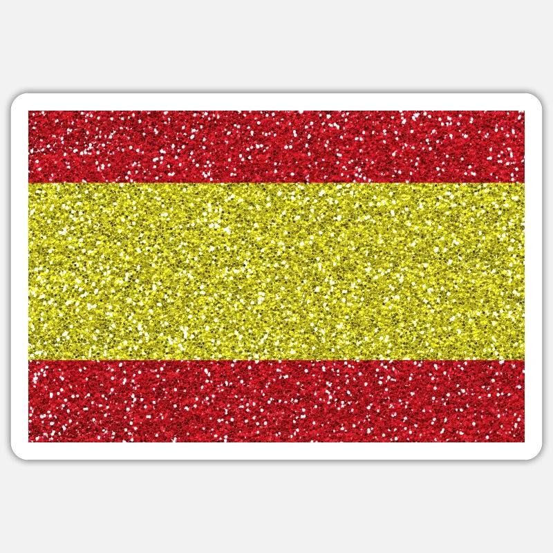 Espagne bannière drapeau espagnol Glitter - Sticker taille S (10 x 10 cm) - blanc mat