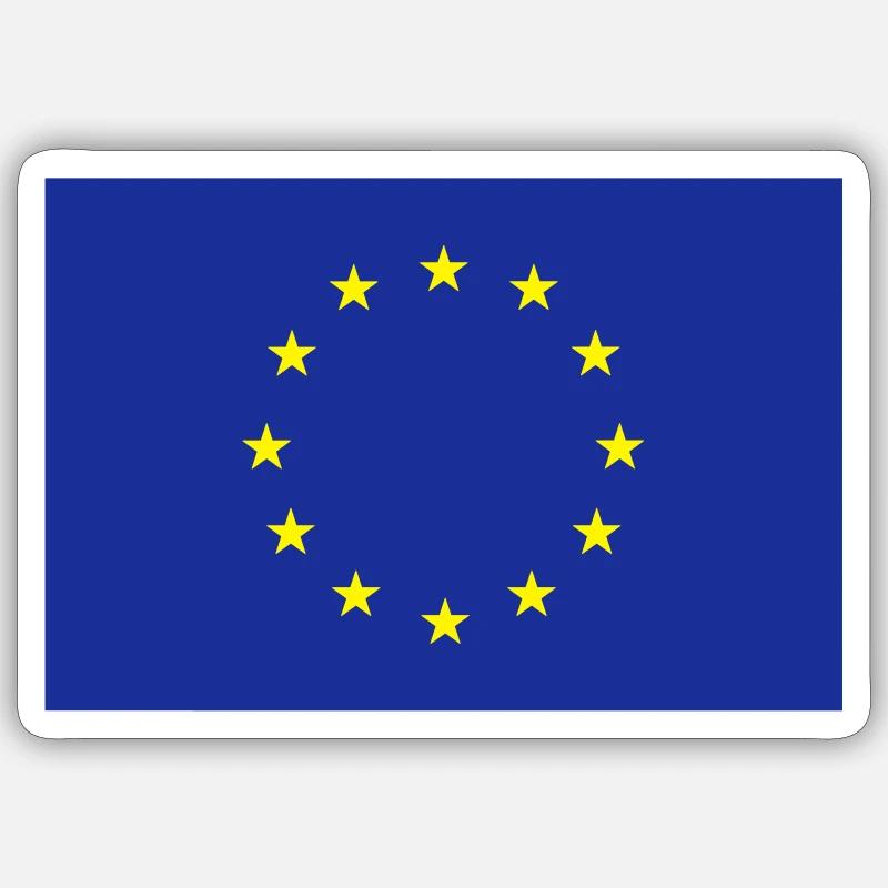 drapeau de l'UE - Sticker taille S (10 x 10 cm) - blanc mat