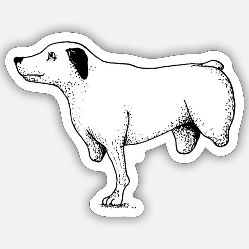 limpingDogBlackWhite - Sticker taille S (10 x 10 cm) - blanc mat