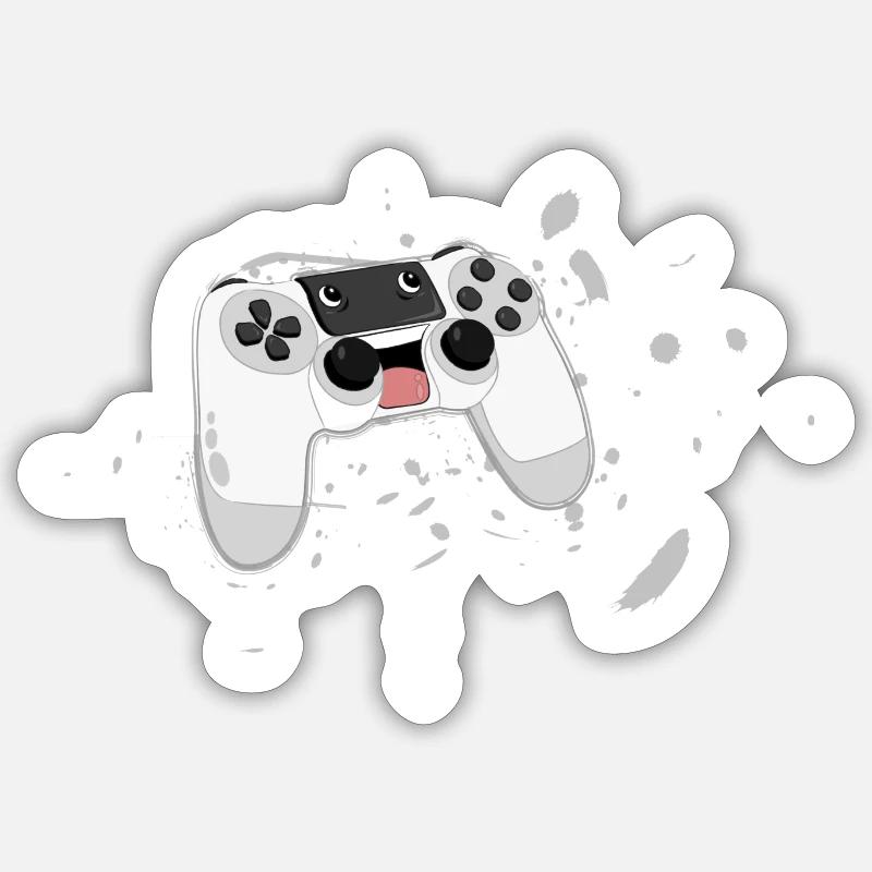 Gamepad joystick - Sticker formato S (10 x 10 cm) - bianco opaco
