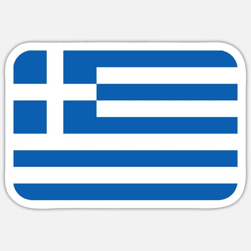 GREECE FLAG round corner 400 dpi Sticker size S (10 x 10 cm)