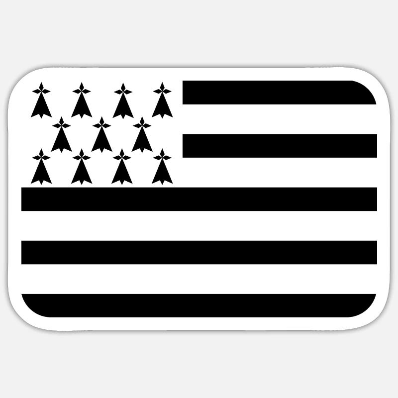 BRETAGNE FLAG round corner 400 dpi - Sticker Größe S (10 x 10 cm) - Mattweiß