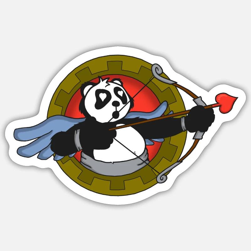 Panda cupidon Sticker taille S (10 x 10 cm)