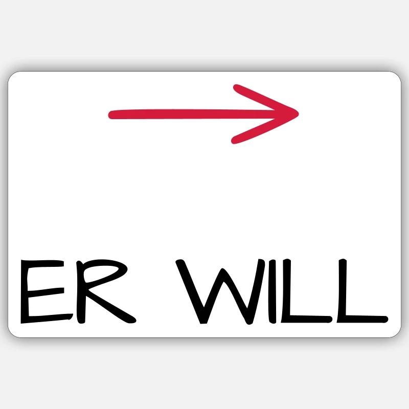 Er will Junggesellenabschied Pfeil - Sticker Größe S (10 x 10 cm) - Mattweiß