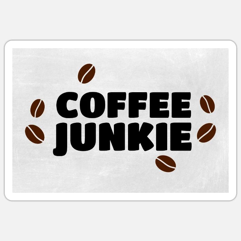 Café junkie grains de café - Sticker taille S (10 x 10 cm) - blanc mat