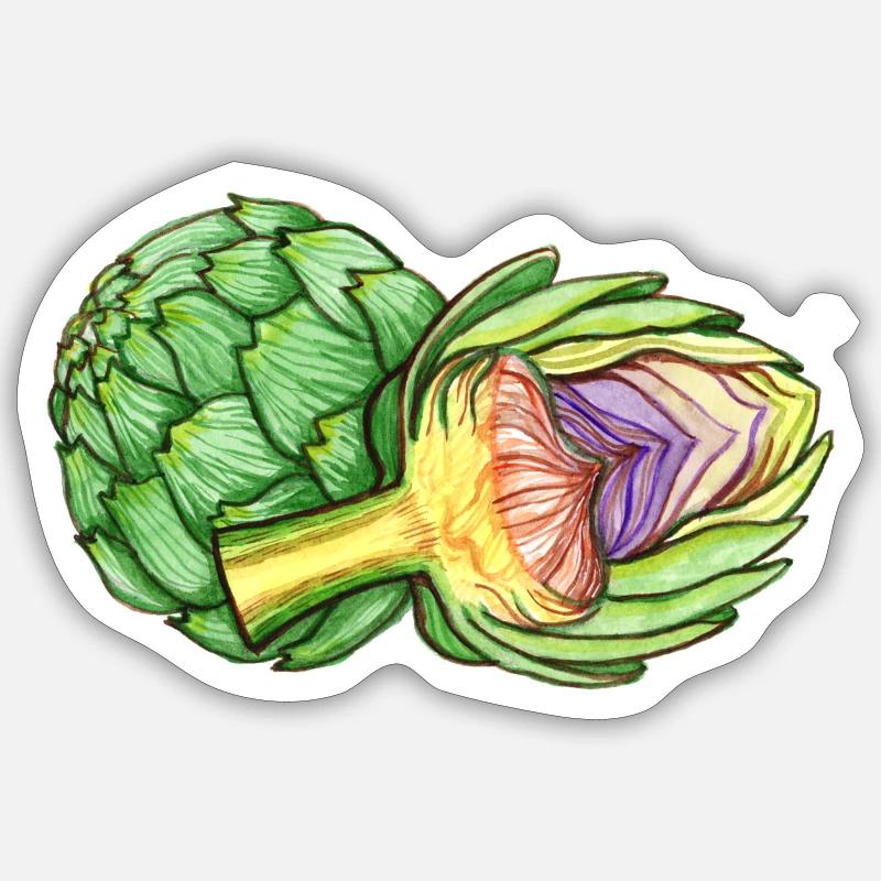 carciofo - Sticker formato S (10 x 10 cm) - bianco opaco