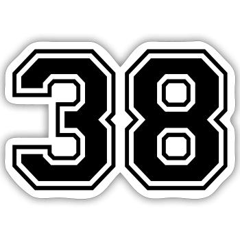 38 - Sticker Größe S (10 x 10 cm) - Mattweiß - Vorne