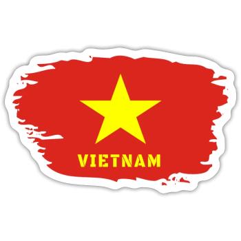 Vietnam drapeau / Cadeau Hanoi Asie Asie du Sud-Est - Sticker taille S (10 x 10 cm) - blanc mat - Devant