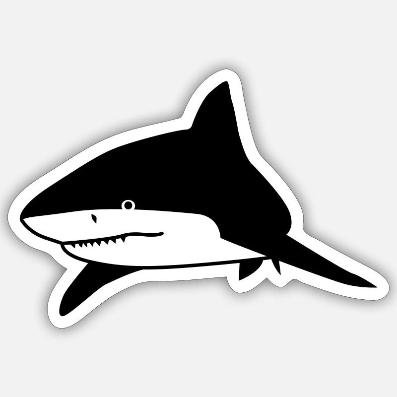 requin - Sticker taille S (10 x 10 cm) - blanc mat