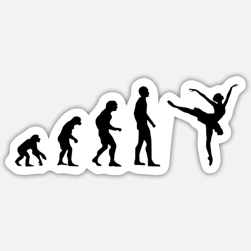 Tanzen Evolution - Sticker Größe S (10 x 10 cm) - Mattweiß