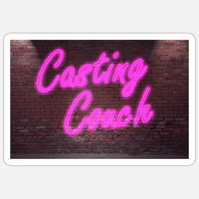 Néon lettrage Casting Couch sur le mur de briques Sticker taille S (10 x 10 cm)
