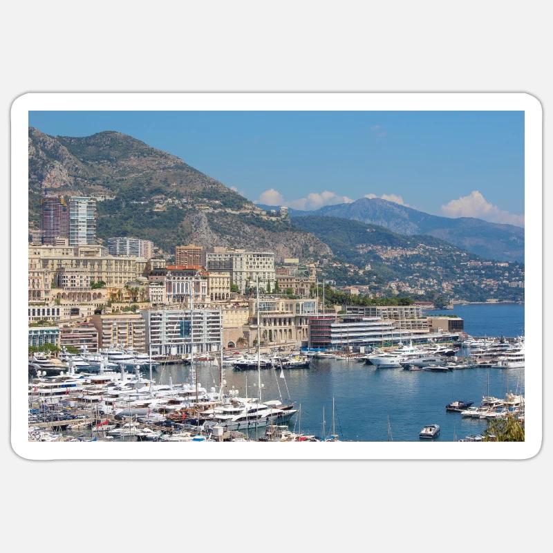 Monaco Stadthafen Küste - Sticker Größe S (10 x 10 cm) - Mattweiß