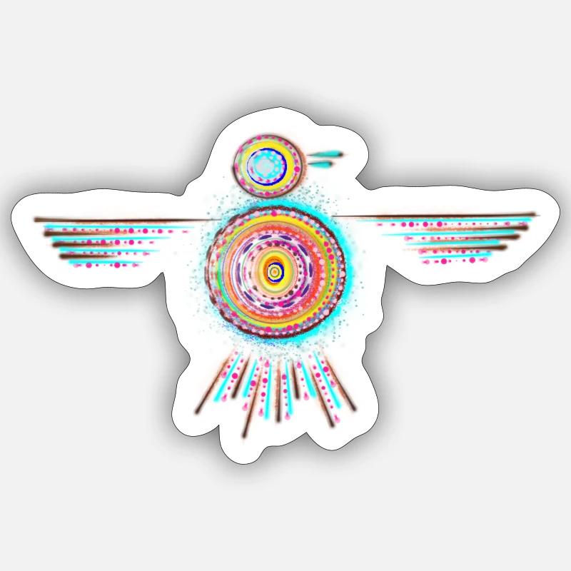 Oiseau coloré - Sticker taille S (10 x 10 cm) - blanc mat