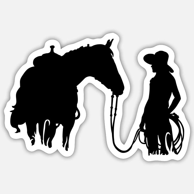 Frau mit Pferd Sticker Größe S (10 x 10 cm)