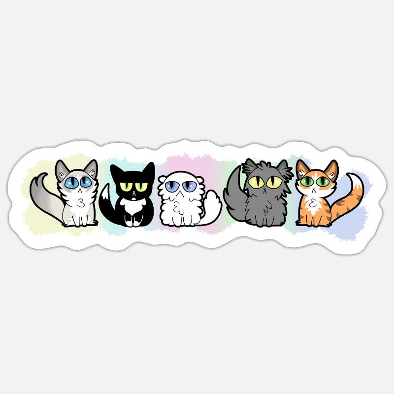 Huskatter dans une rangée - dessin animé Sticker taille S (10 x 10 cm)