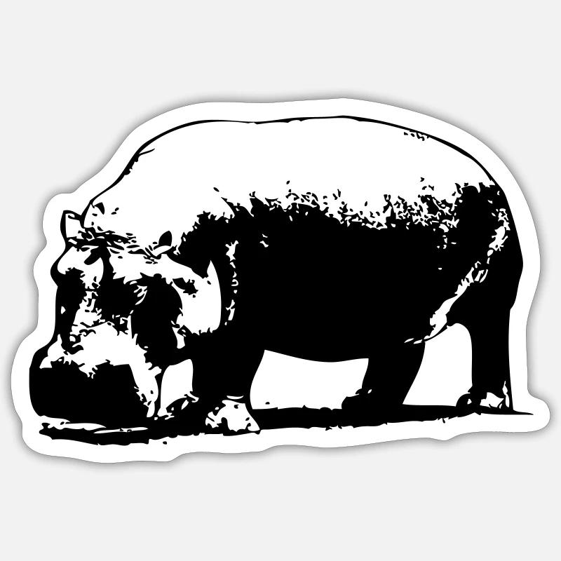 Nilpferd - Flußpferd - Sticker Größe S (10 x 10 cm) - Mattweiß