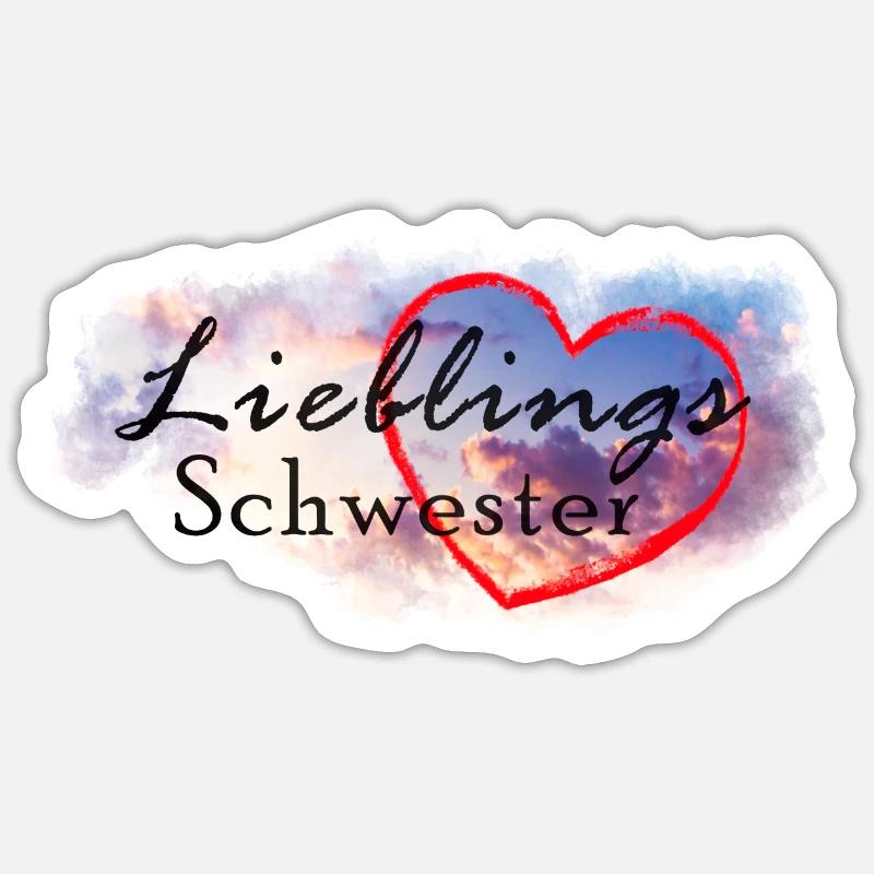 Herz mit Spruch: Lieblings Schwester - Sticker Größe S (10 x 10 cm) - Mattweiß