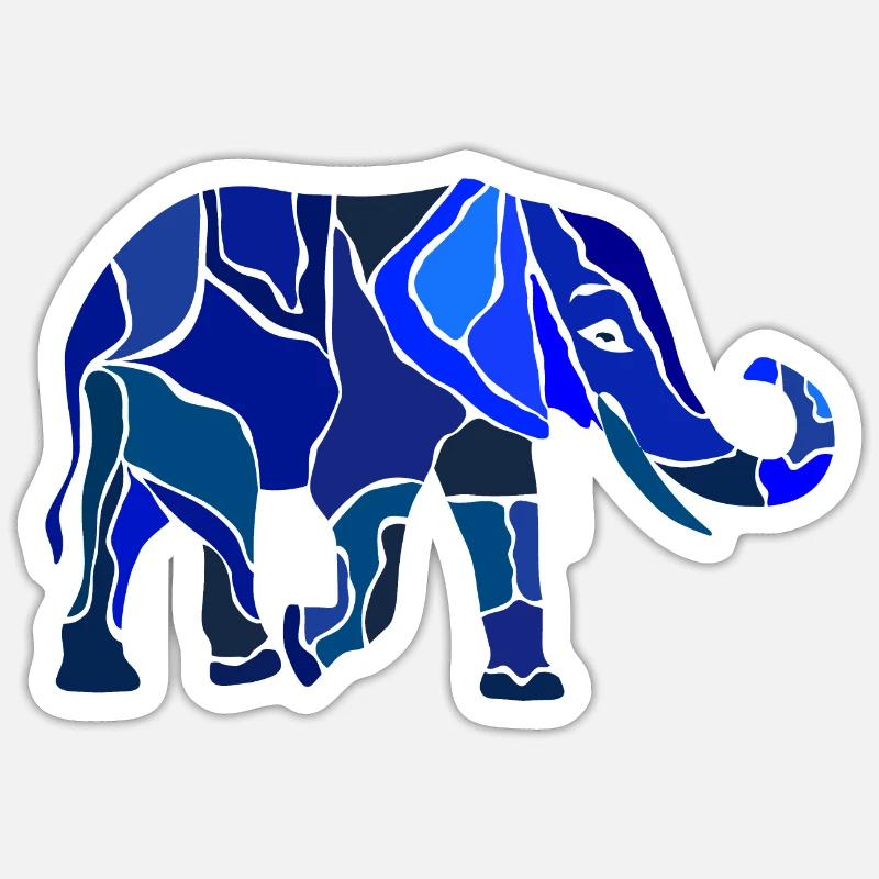 Mosaïque d'éléphant - Sticker taille S (10 x 10 cm) - blanc mat