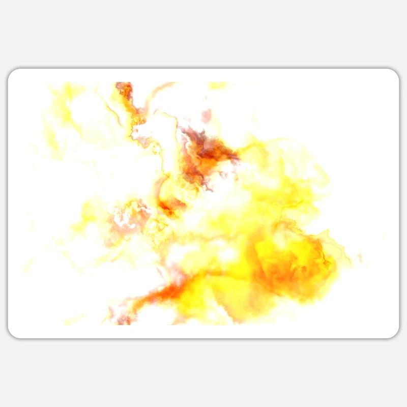 Art abstrait - Aquarelle jaune - Sticker taille S (10 x 10 cm) - blanc mat