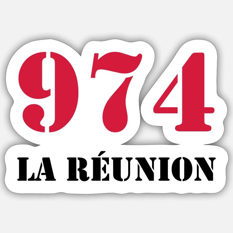 974 La Réunion - Sticker taille S (10 x 10 cm) - blanc mat