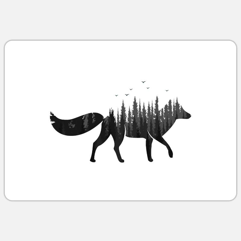 Fuchs im Wald - Sticker Größe S (10 x 10 cm) - Mattweiß