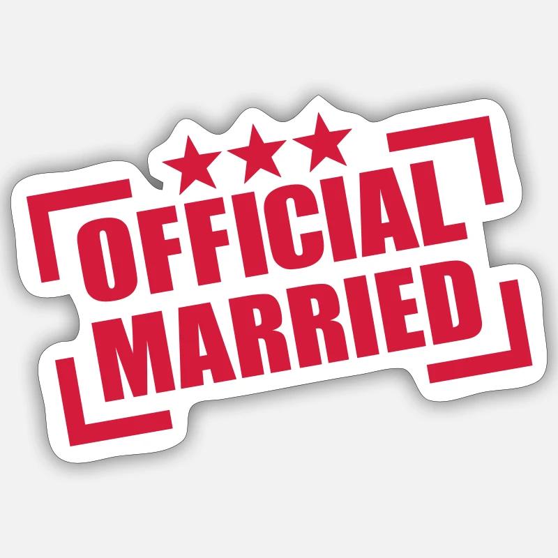 Official Married - Sticker taille S (10 x 10 cm) - blanc mat