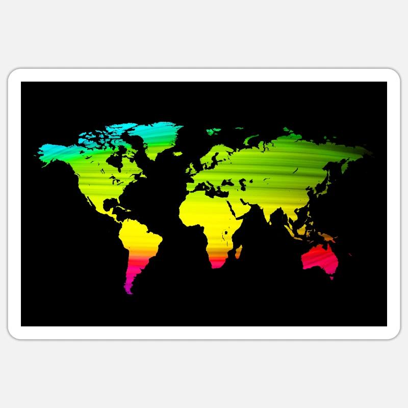 World Map Map Poster Abstract Sticker size S (10 x 10 cm)