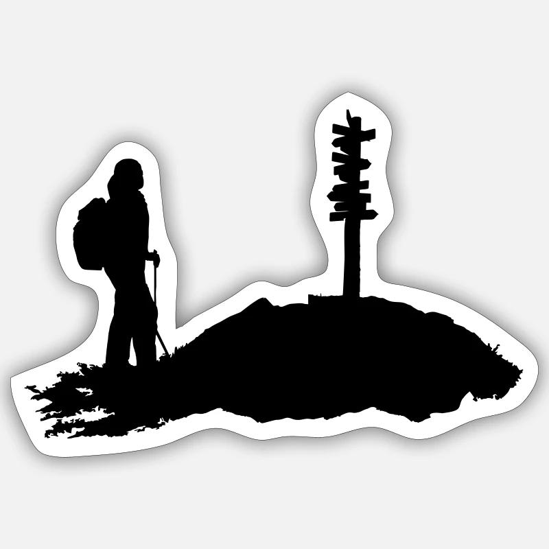 Hiking, Hiker - Sticker size S (10 x 10 cm) - white matte