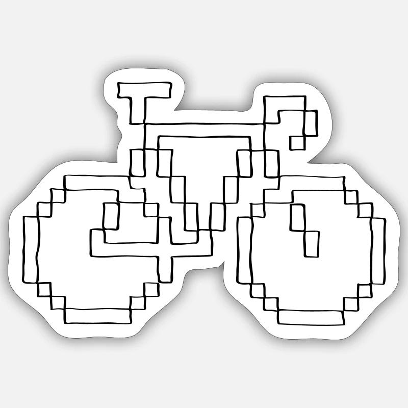 Pixel Hand Drawn Bike - Sticker taille S (10 x 10 cm) - blanc mat