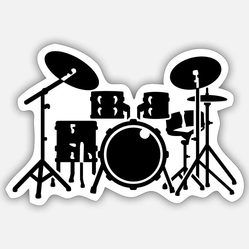 Drums - Sticker size S (10 x 10 cm) - white matte