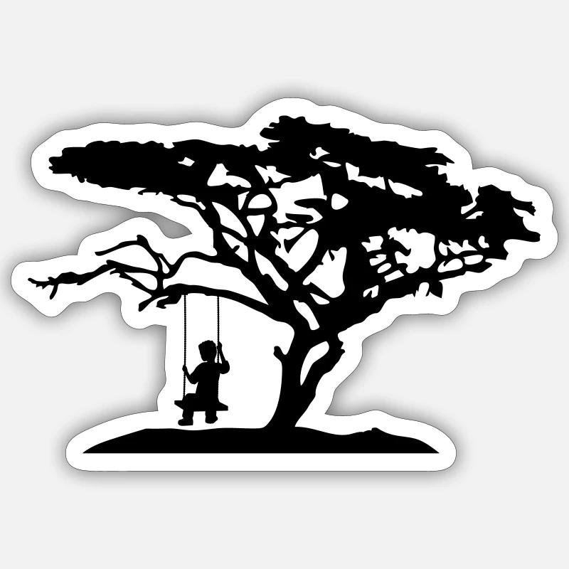 silhouette baum afrika savanne einsam traurig lang Sticker Größe S (10 x 10 cm)