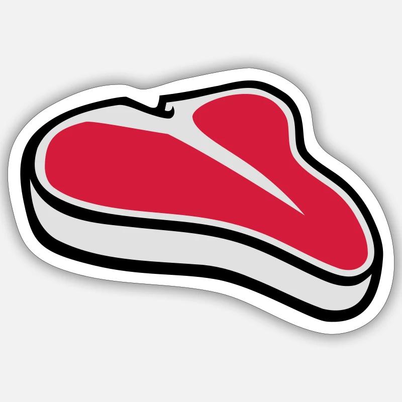 Steak - Sticker Größe S (10 x 10 cm) - Mattweiß