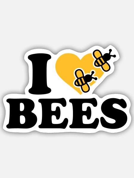 I love Bees - Sticker taille S (10 x 10 cm) - blanc mat