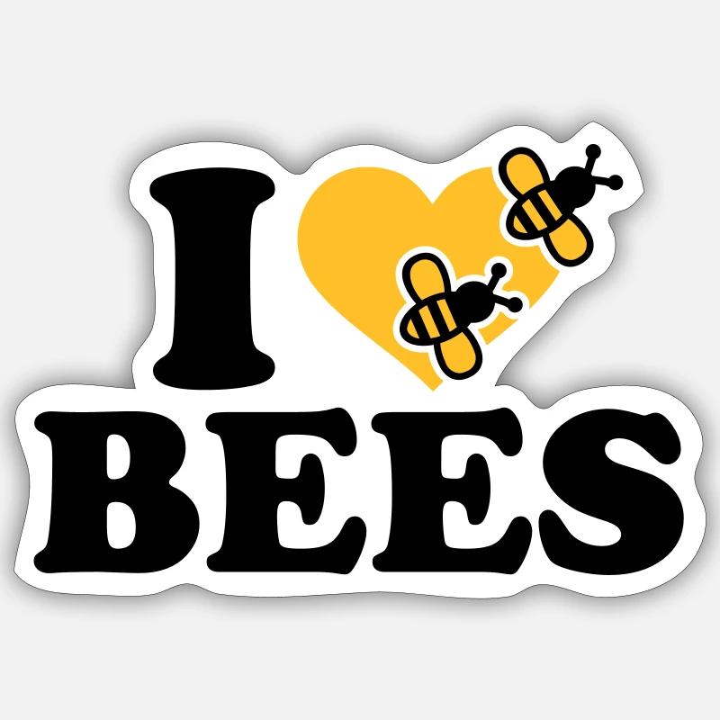 I love Bees - Sticker size S (10 x 10 cm) - white matte
