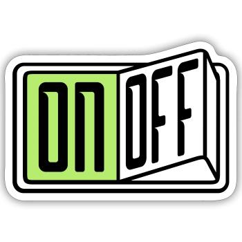 on off schalter taste button einschalten ausschalt - Sticker Größe S (10 x 10 cm) - Mattweiß - Vorne