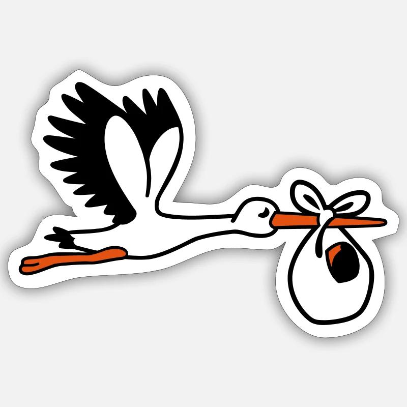 Stork - Sticker size S (10 x 10 cm) - white matte
