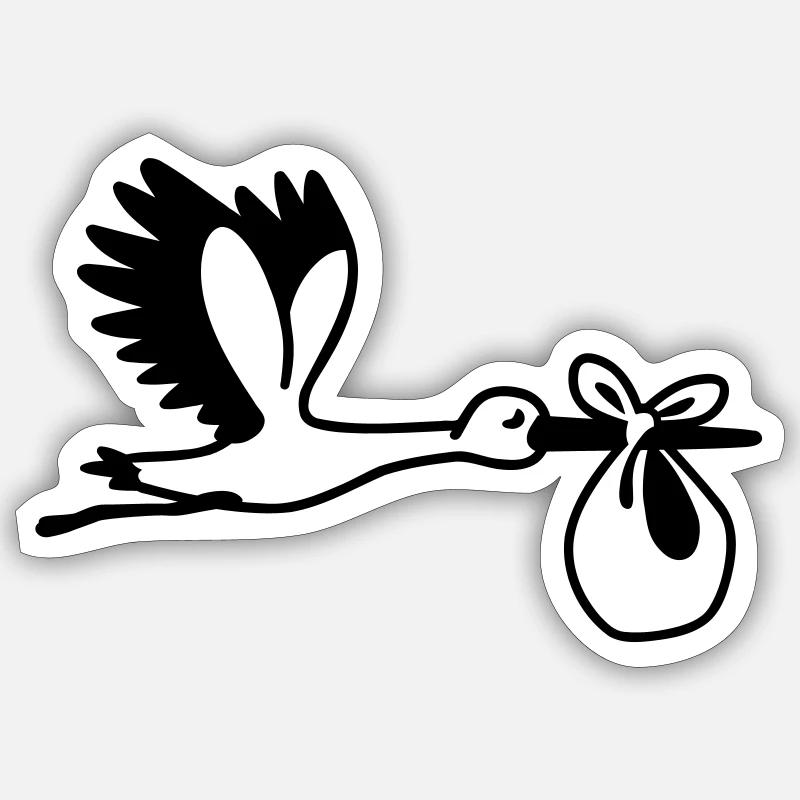 Cigogne - Sticker taille S (10 x 10 cm) - blanc mat