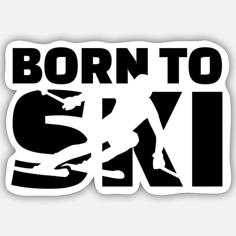 Born to Ski - Sticker taille S (10 x 10 cm) - blanc mat