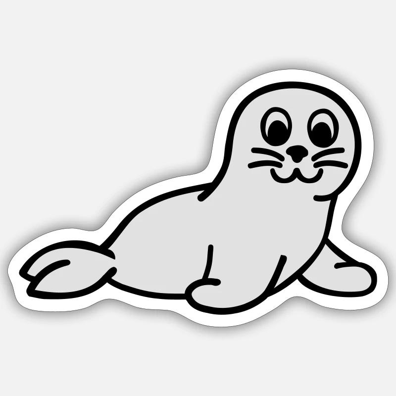 Robbe - Sticker Größe S (10 x 10 cm) - Mattweiß