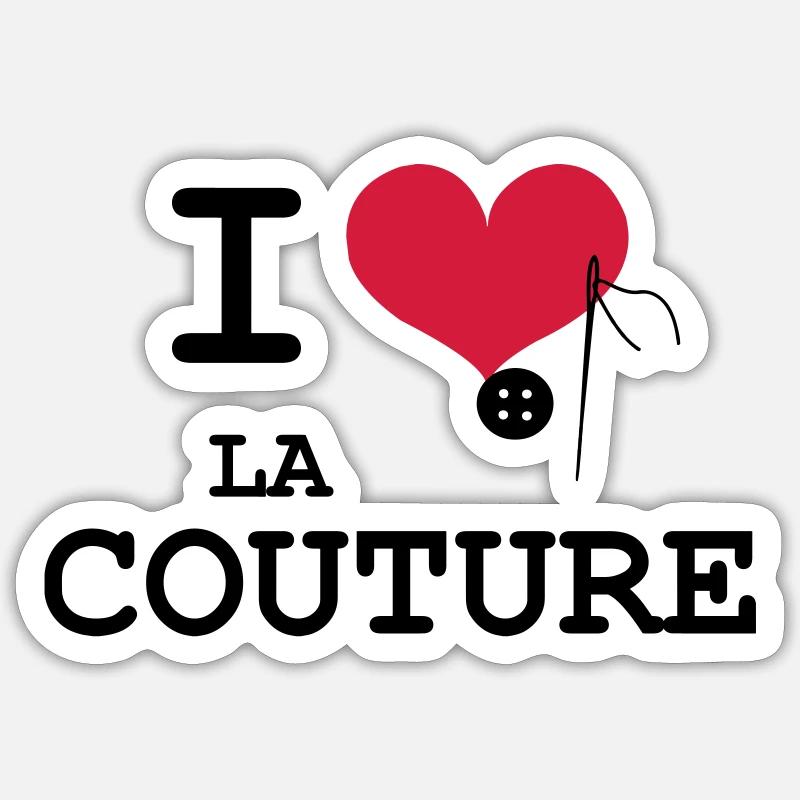 I Love la Couture - Sticker taille S (10 x 10 cm) - blanc mat