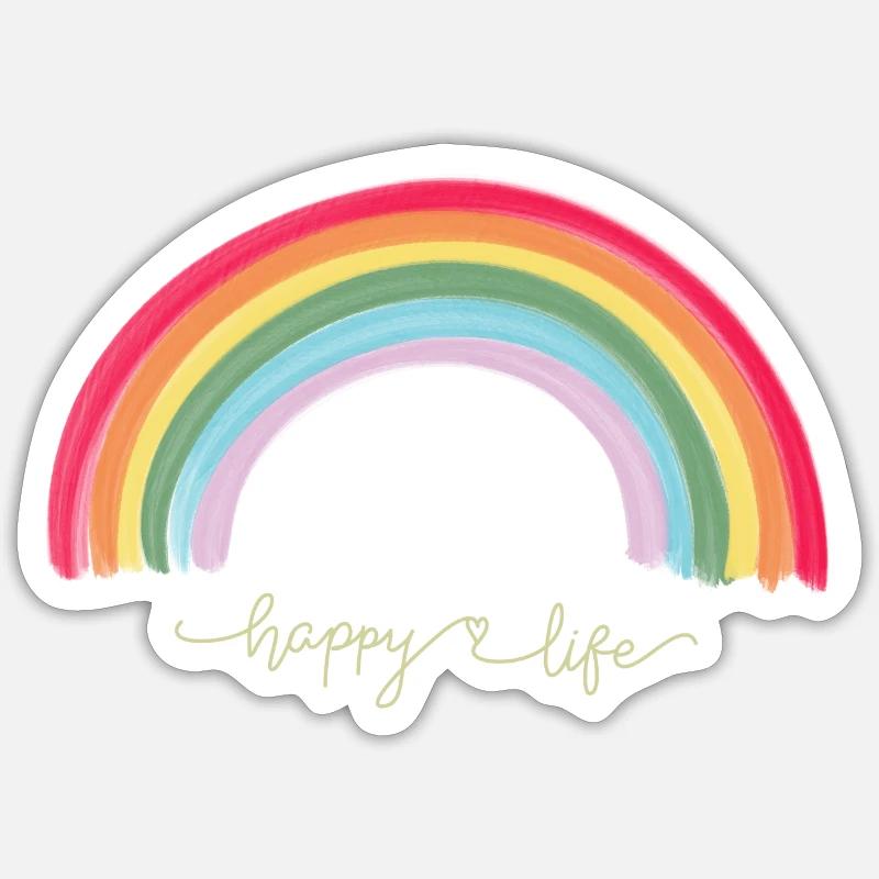 Arc-en-ciel cool - Sticker taille S (10 x 10 cm) - blanc mat