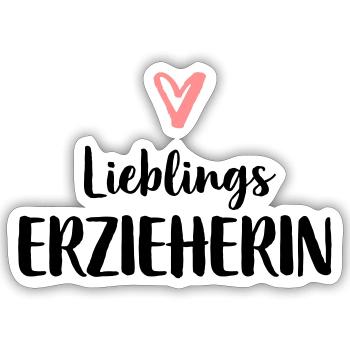 Lieblings Erzieherin Herz Geschenk Kindergarten - Sticker Größe S (10 x 10 cm) - Mattweiß - Vorne